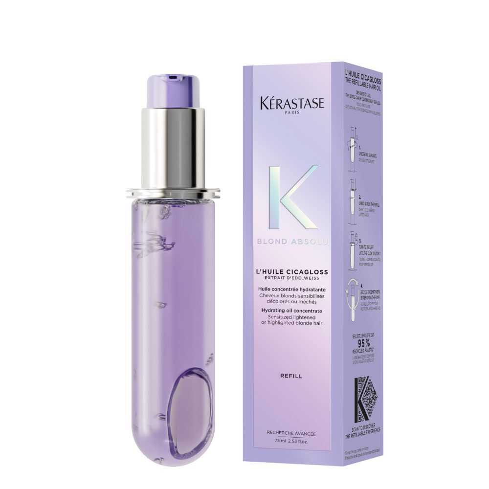 KERASTASE BLOND ABSOLU L'HUILE CICAGLOSS REFILLABLE, HAIR OIL FOR SENSITIZED LIGHTENED OR HIGHLIGHTED BLONDE HAIR