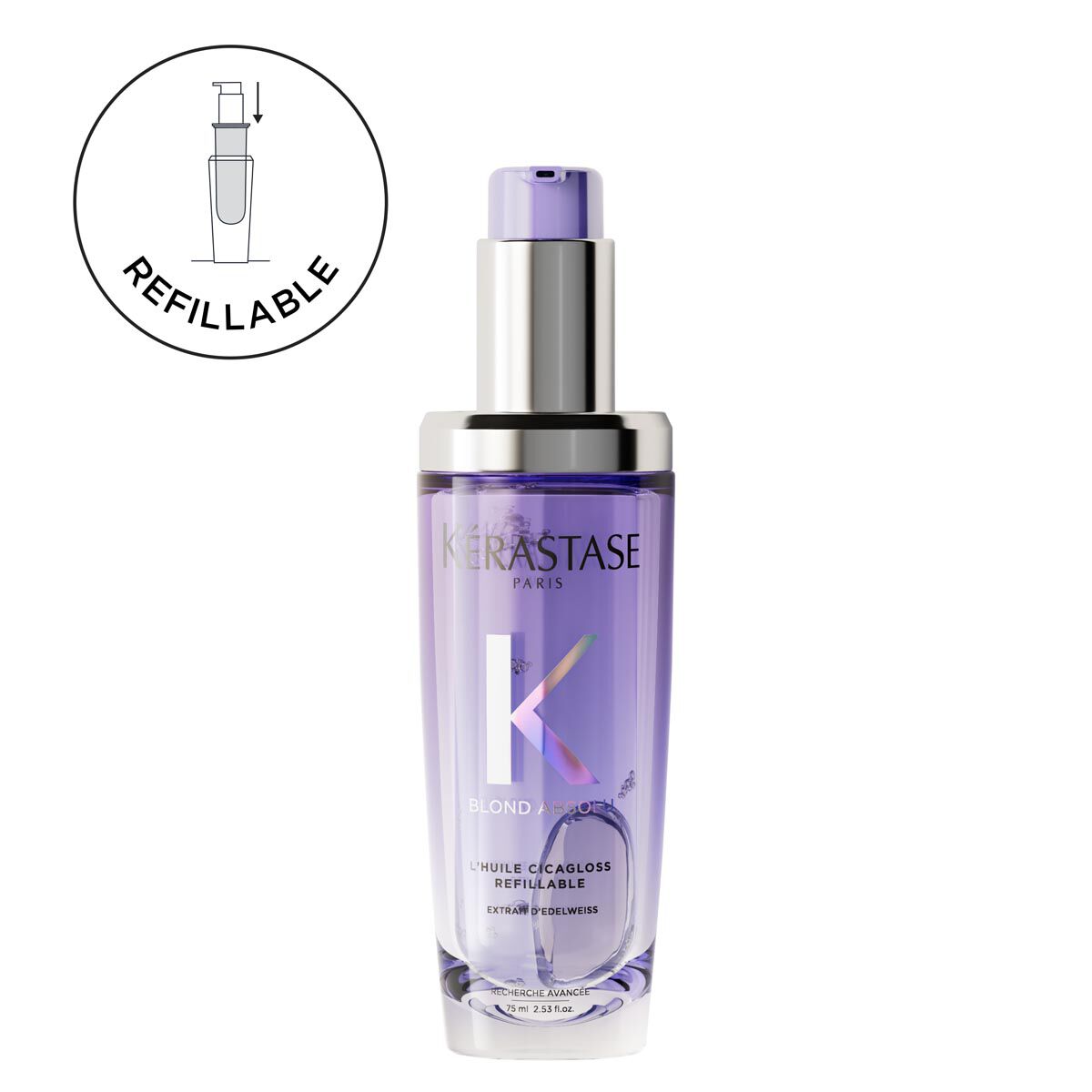 KERASTASE BLOND ABSOLU L'HUILE CICAGLOSS REFILLABLE, HAIR OIL FOR SENSITIZED LIGHTENED OR HIGHLIGHTED BLONDE HAIR